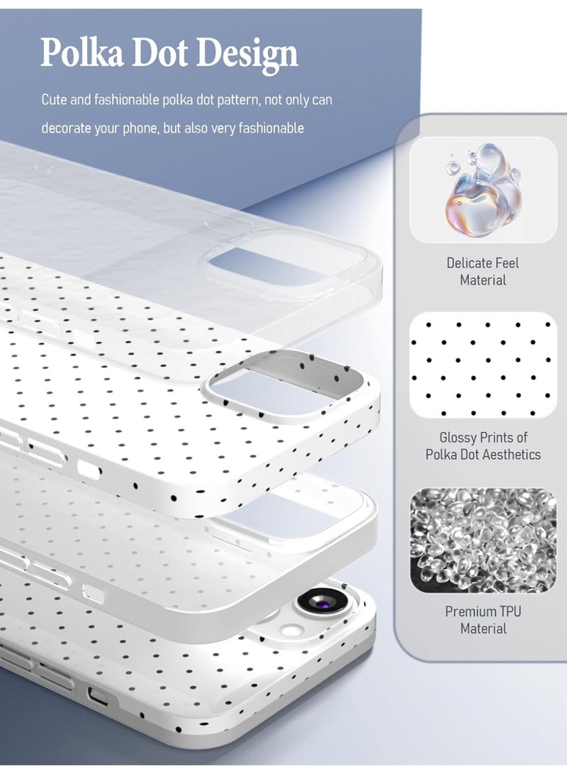 Compatible for iPhone 15 Case with Cute Fashion Polka Dot Aesthetics Design Simple Cases for Soft TPU Slim Protection Cover-White - Image 2